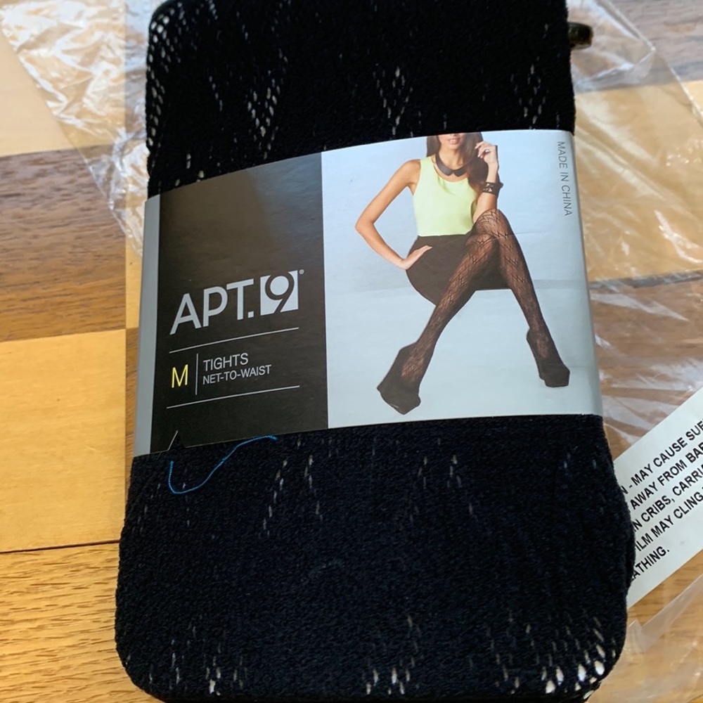 2 pr, Apt 9 medium lace black tie “to waist” tights. New. Never opened
